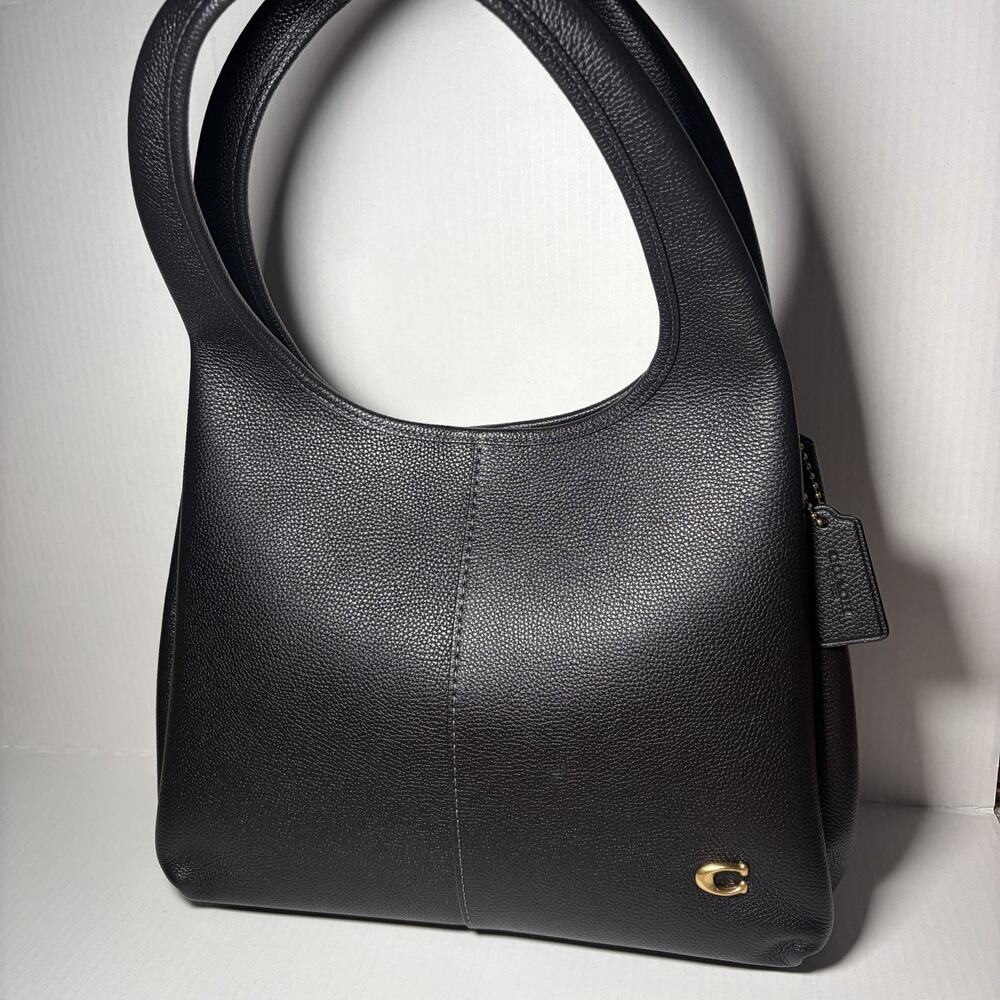 Coach Lana Black Pebbled Leather Large Shoulder Bag Gold Hardware